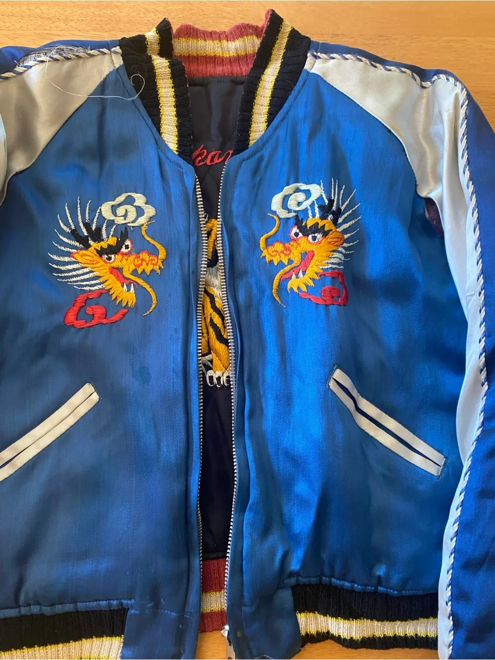 1950s Japanese Reversible Sukajan Tiger Souvenir Jacket Coat Bomber Vintage Tour